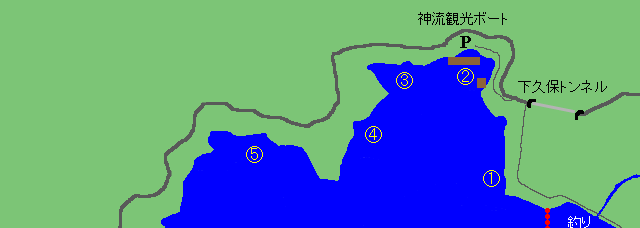 神流湖下流群馬県側マップ。