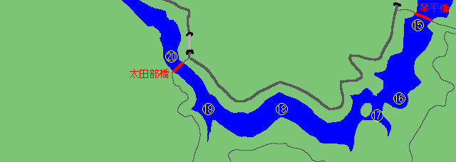 神流湖上流埼玉県側マップ。
